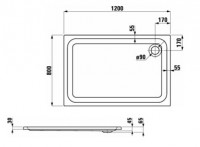 Laufen SOLUTIONS sprchová vanička akrylátová 1200x800 mm, obdélník, bílá   H2125020000001